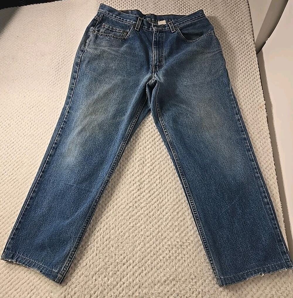 Levi's 550 Men's Jeans W34 L34 Relaxed Fit Tapered Leg Blue Denim Distressed